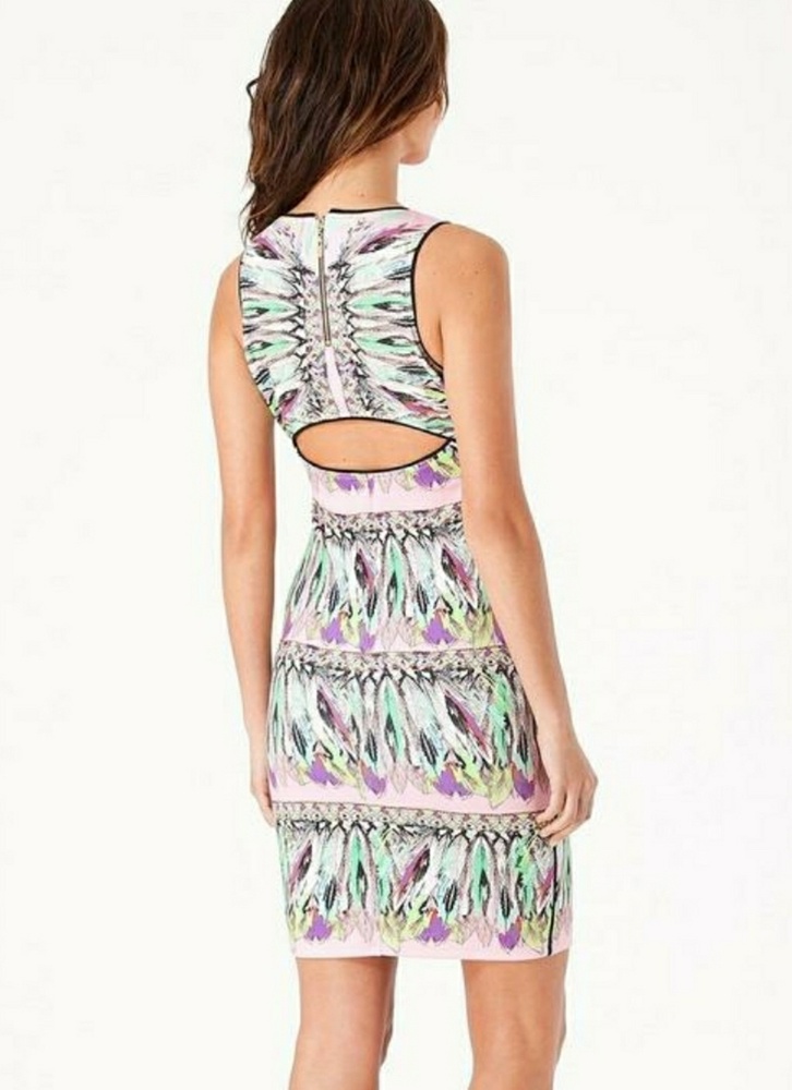 * NWT Hale Bob Pink Feather Dress w/ Back Cutout